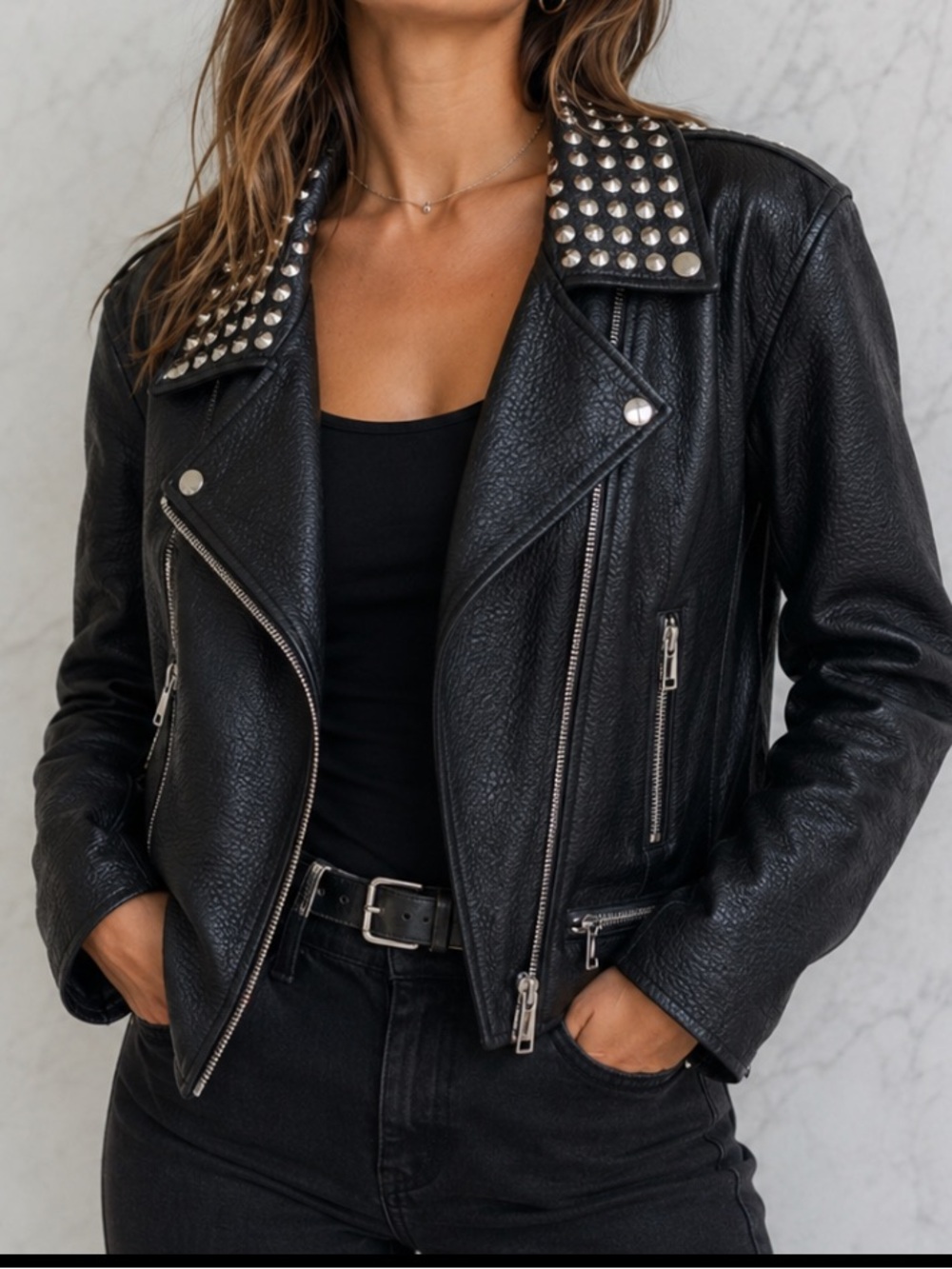 NWT Michael Kors Studded Faux Leather Jacket XS